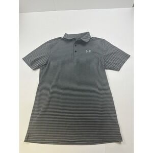 Under Armour Playoff Polo Shirt Men's Small Gray Striped Golf Polo